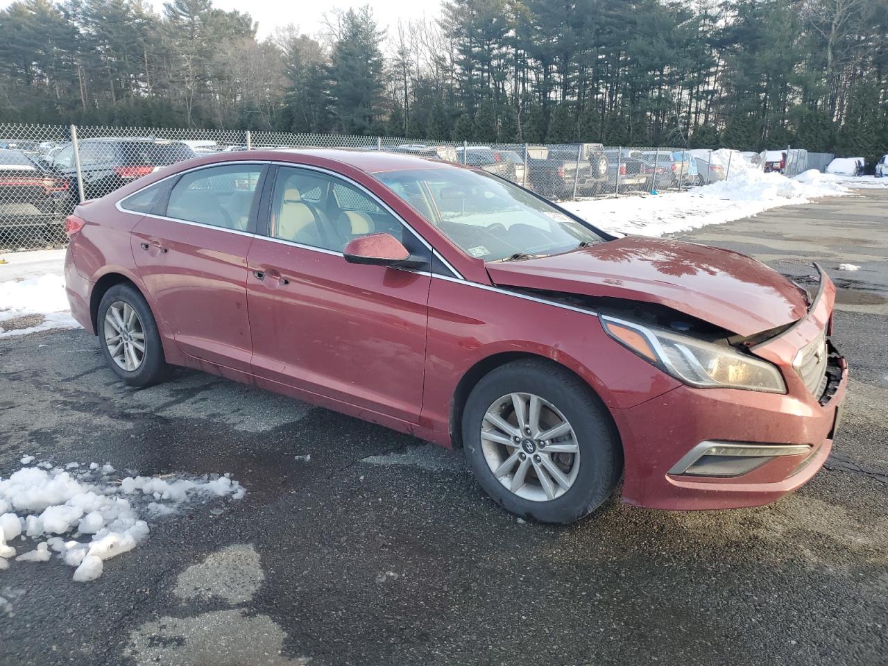 2015 Hyundai Sonata VIN 5NPE24AF8FH257025 Copart auction photo, front end / side damage thumbnail 4