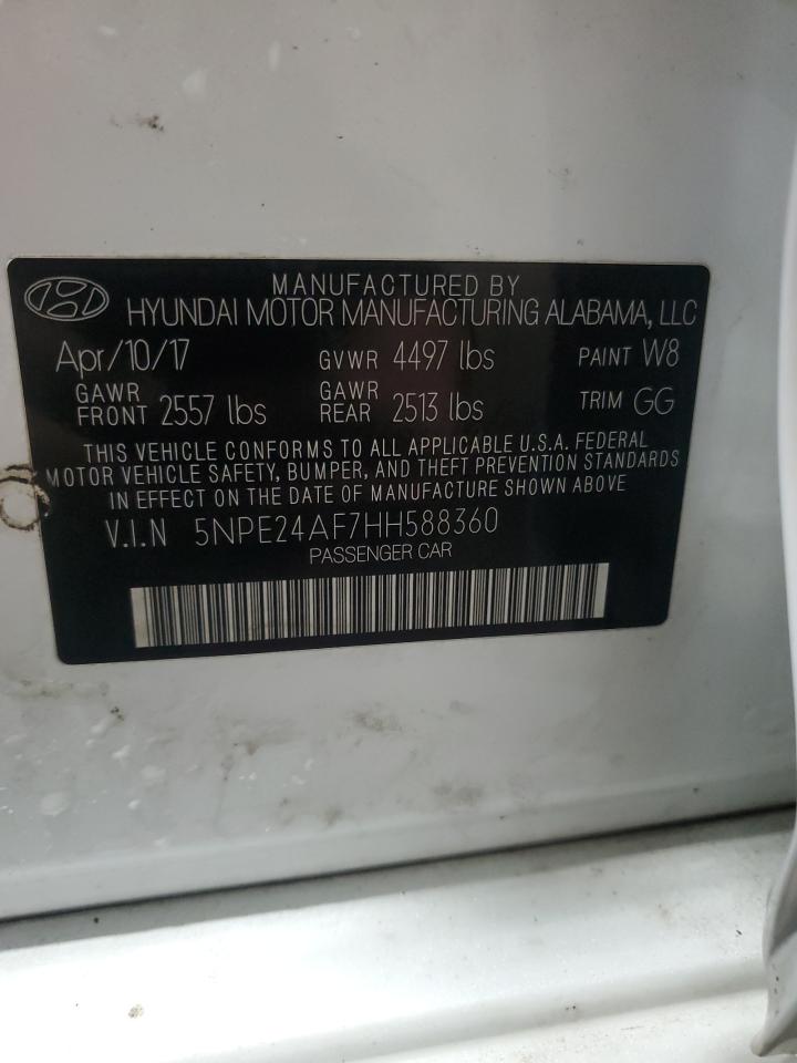 2017 Hyundai Sonata VIN 5NPE24AF7HH588360 Copart auction photo, front end damage thumbnail 13