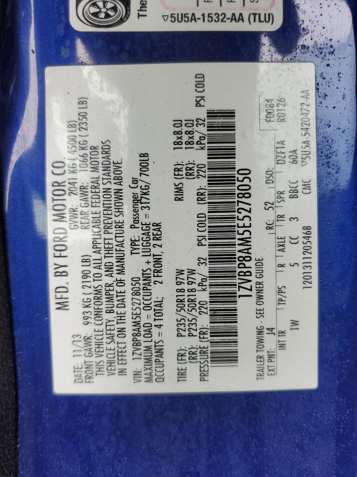 2014 Ford Mustang VIN 1ZVBP8AM5E5278050 Copart auction photo, front end / minor dent/scratches damage thumbnail 13