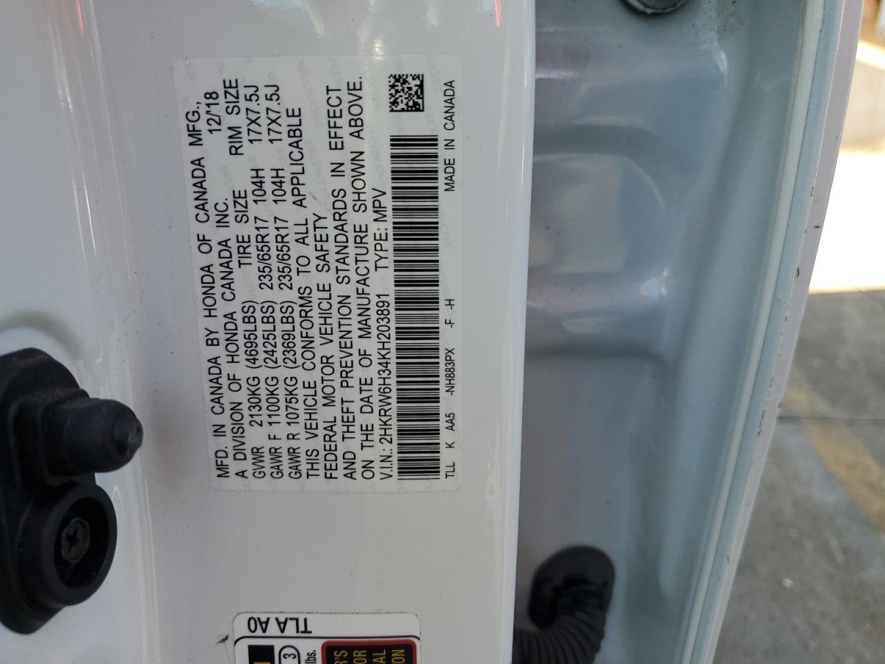 2019 Honda CR-V VIN 2HKRW6H34KH203891 Copart auction photo, side damage thumbnail 13