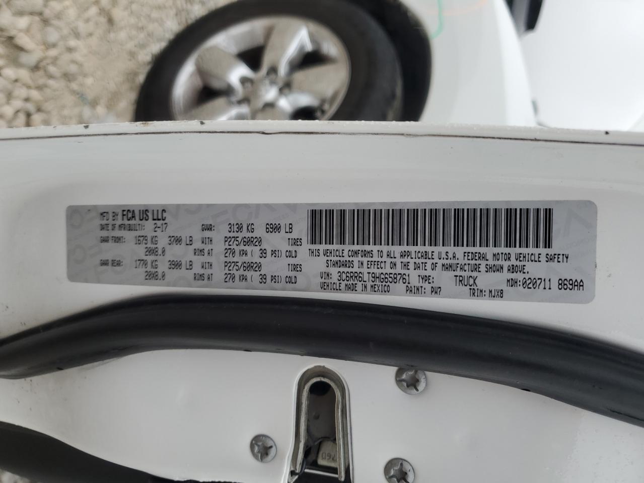 2017 RAM 1500 VIN 3C6RR6LT9HG658761 Copart auction photo, front end damage thumbnail 12