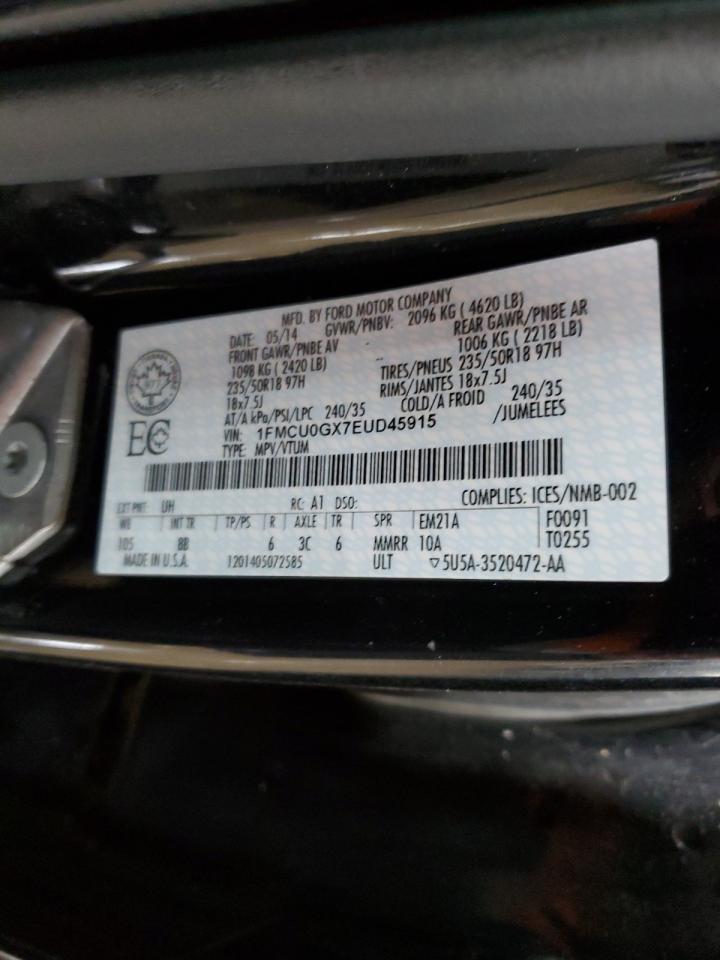 2014 Ford Escape VIN 1FMCU0GX7EUD45915 Copart auction photo, front end damage thumbnail 13