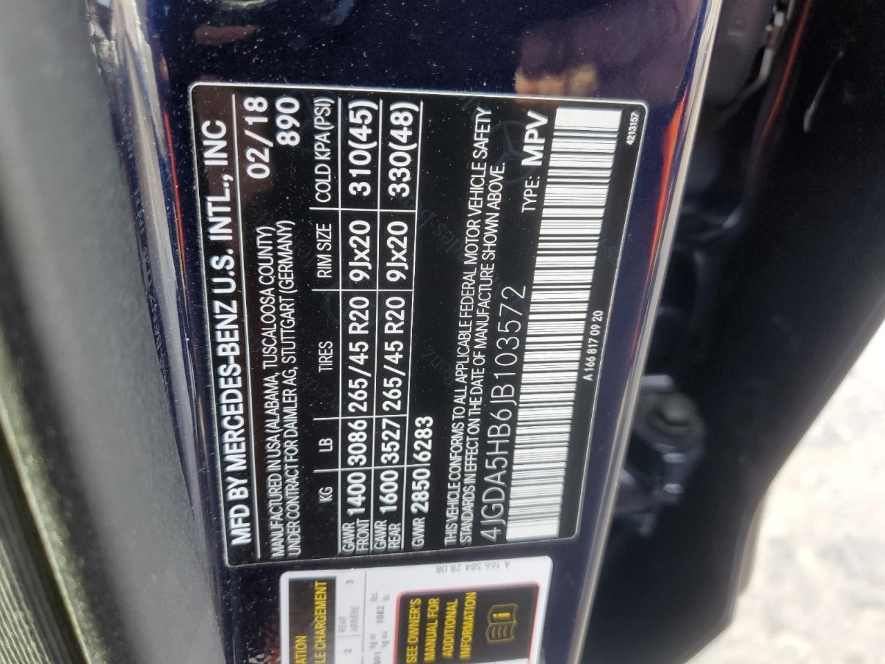 2018 Mercedes-Benz GLE VIN 4JGDA5HB6JB103572 Copart auction photo, front end / minor dent/scratches damage thumbnail 13