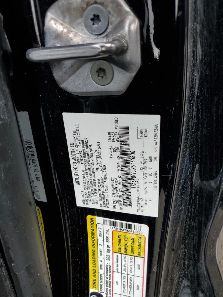 2019 Ford Mustang VIN 1FA6P8CF5K5153800 Copart auction photo, all over damage thumbnail 13