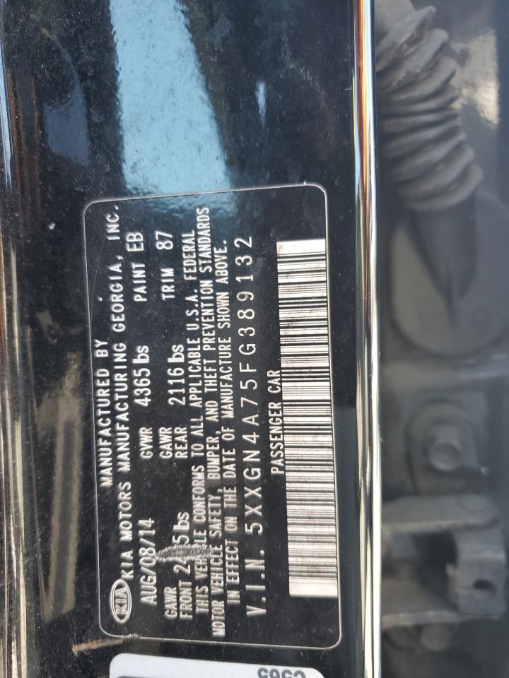 2015 KIA Optima VIN 5XXGN4A75FG389132 Copart auction photo, rear end damage thumbnail 12