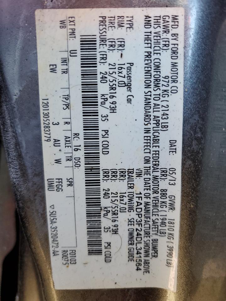 2013 Ford Focus VIN 1FADP3F24DL341564 Copart auction photo, front end / minor dent/scratches damage thumbnail 13