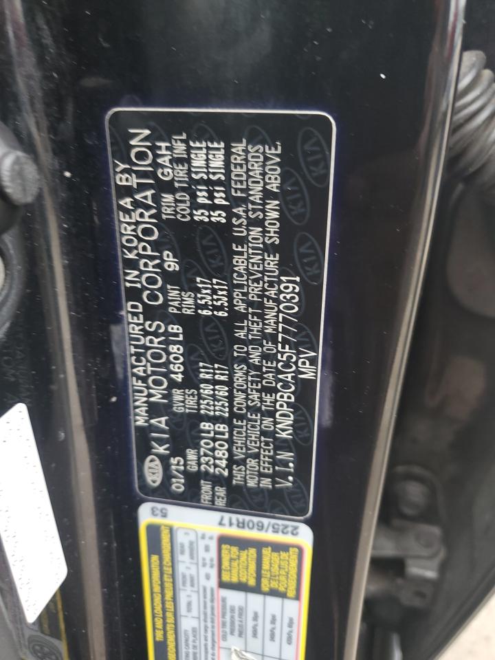 2015 KIA Sportage VIN KNDPBCAC5F7770391 Copart auction photo, water/flood damage thumbnail 14
