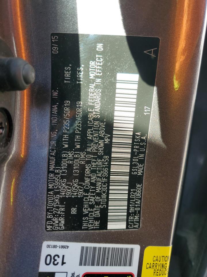 2015 Toyota Sienna VIN 5TDXK3DC1FS661458 Copart auction photo, front end damage thumbnail 13