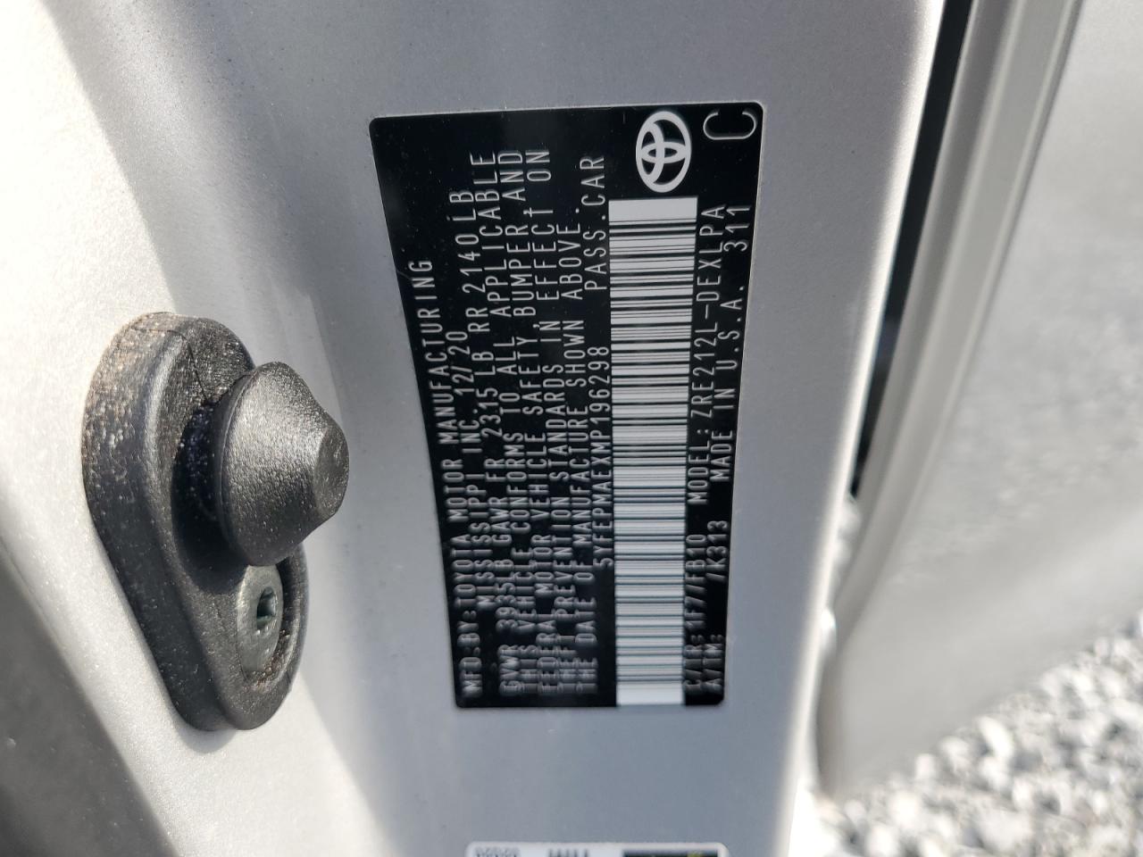2021 Toyota Corolla VIN 5YFEPMAEXMP196298 Copart auction photo, all over damage thumbnail 15