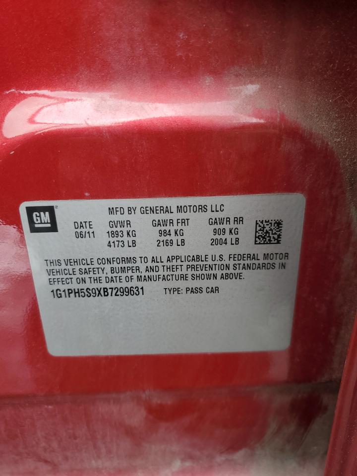 2011 Chevrolet Cruze VIN 1G1PH5S9XB7299631 Copart auction photo, front end damage thumbnail 12