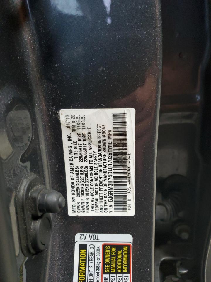 2013 Honda CR-V VIN 5J6RM3H74DL017025 Copart auction photo, front end / minor dent/scratches damage thumbnail 14