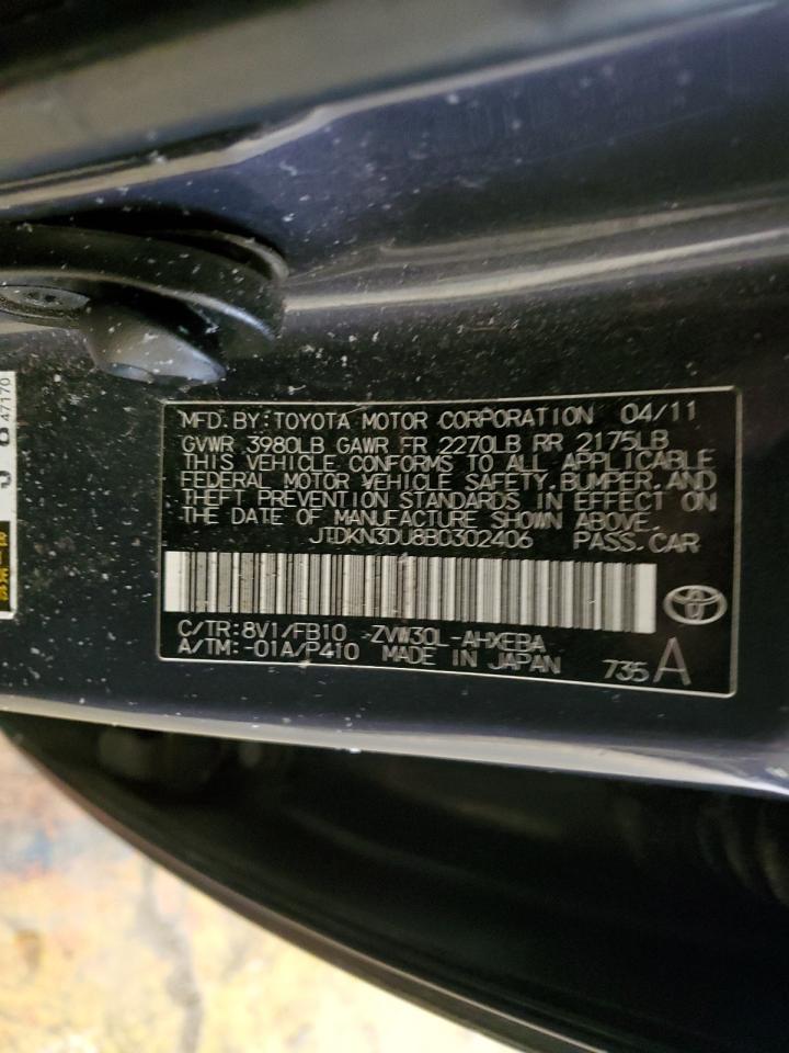 2011 Toyota Prius VIN JTDKN3DU8B0302406 Copart auction photo, normal wear damage thumbnail 12