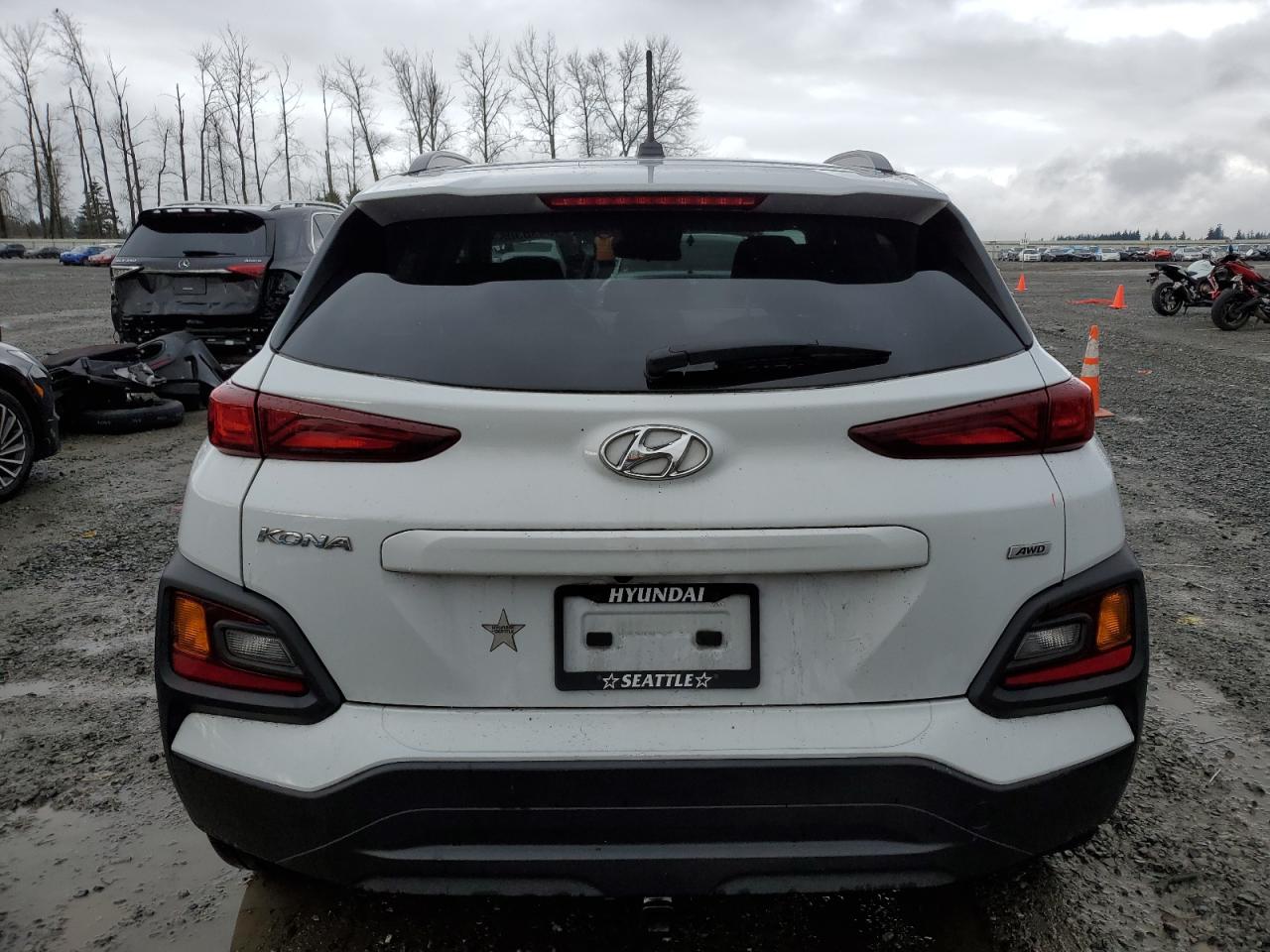 2020 Hyundai Kona VIN KM8K2CAA1LU591637 Copart auction photo, rear end / side damage thumbnail 6