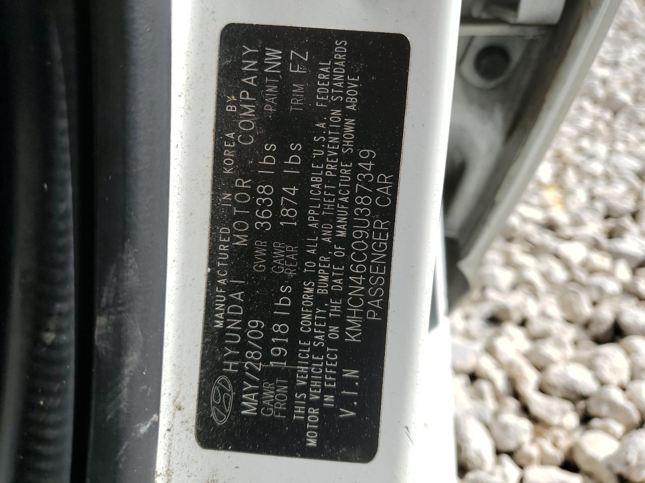 2009 Hyundai Accent VIN KMHCN46C09U387349 Copart auction photo, front end / frame damage damage thumbnail 15