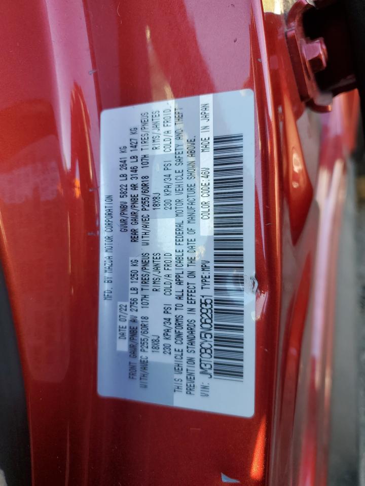 2022 Mazda CX-9 VIN JM3TCBCY5N0629351 Copart auction photo, front end damage thumbnail 15