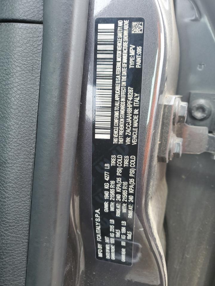 2017 Jeep Renegade VIN ZACCJAAH8HPF48287 Copart auction photo, front end / mechanical damage thumbnail 14