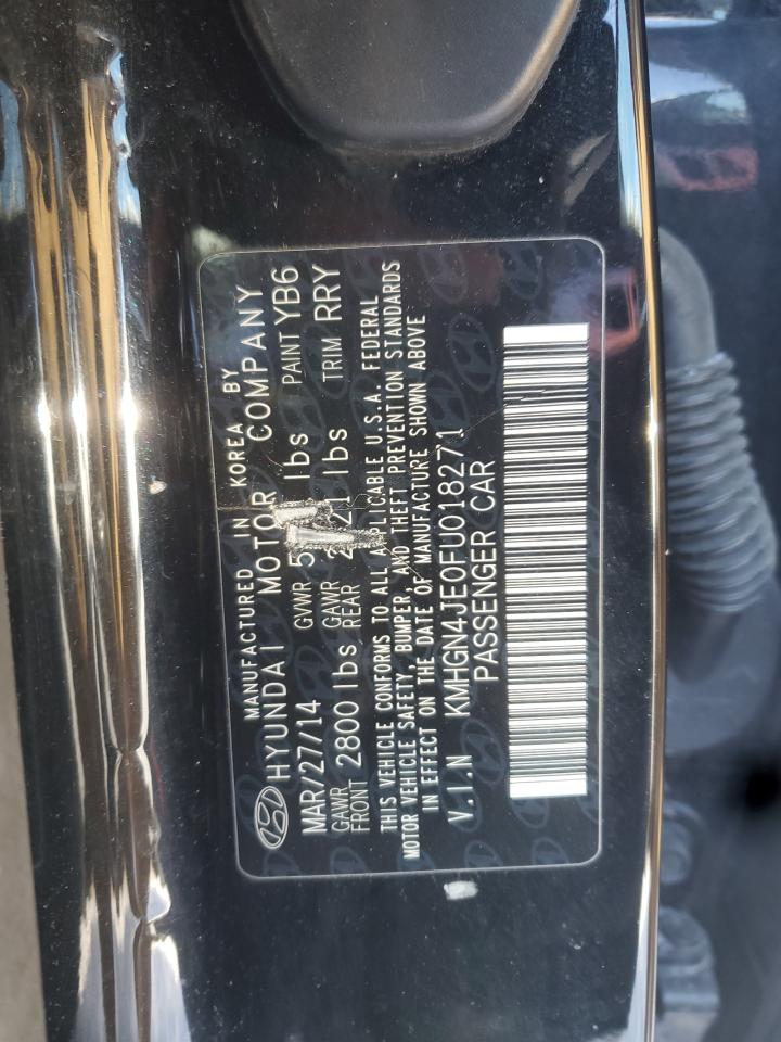 2015 Hyundai Genesis VIN KMHGN4JE0FU018271 Copart auction photo, front end / rear end damage thumbnail 13