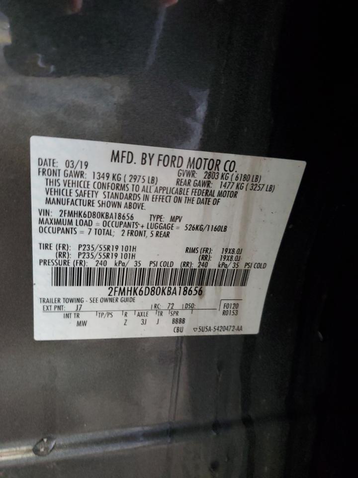 2019 Ford Flex VIN 2FMHK6D80KBA18656 Copart auction photo, side damage thumbnail 13