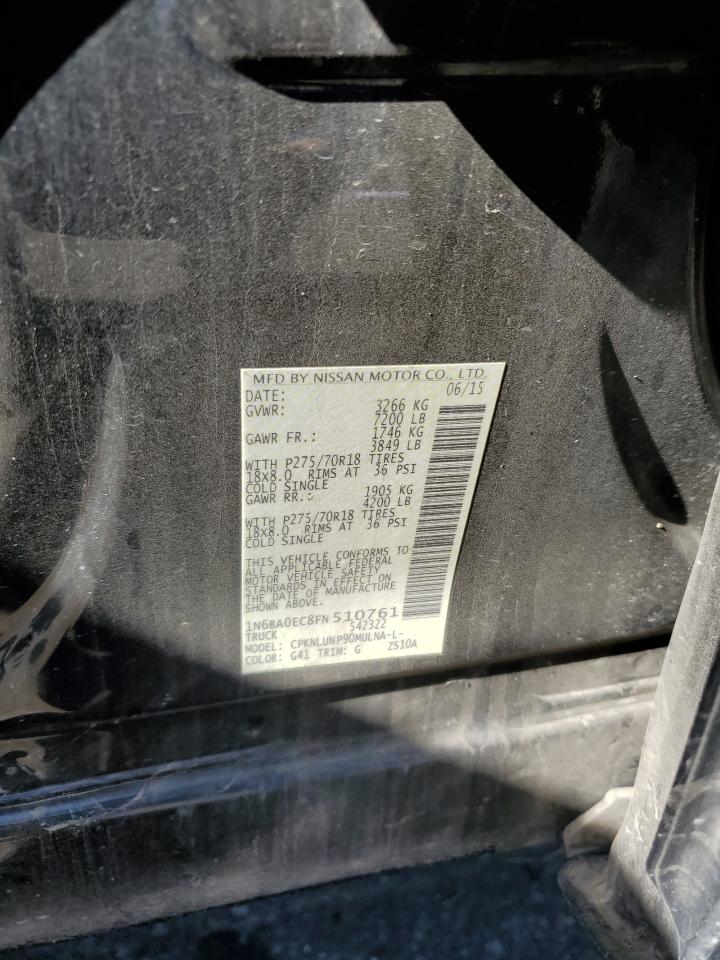 2015 Nissan Titan VIN 1N6BA0EC8FN510761 Copart auction photo, front end damage thumbnail 14