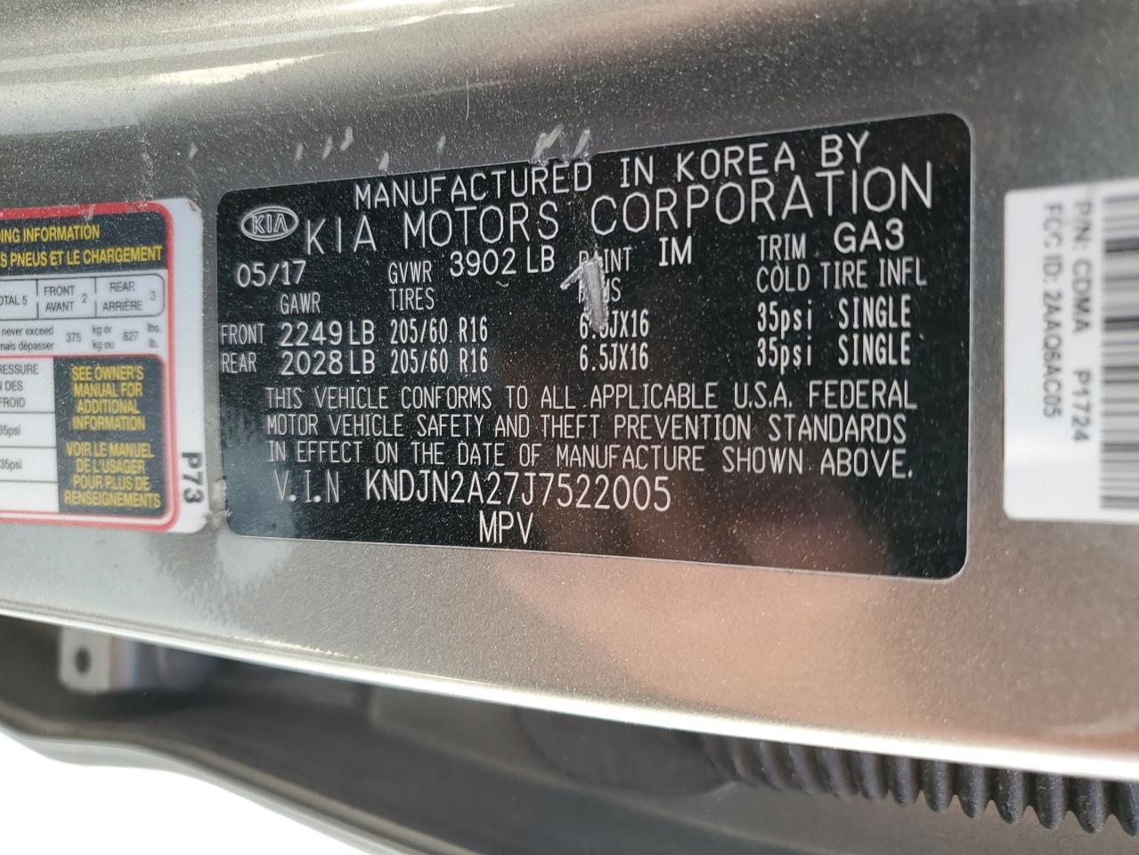 2018 KIA Soul VIN KNDJN2A27J7522005 Copart auction photo, front end damage thumbnail 15