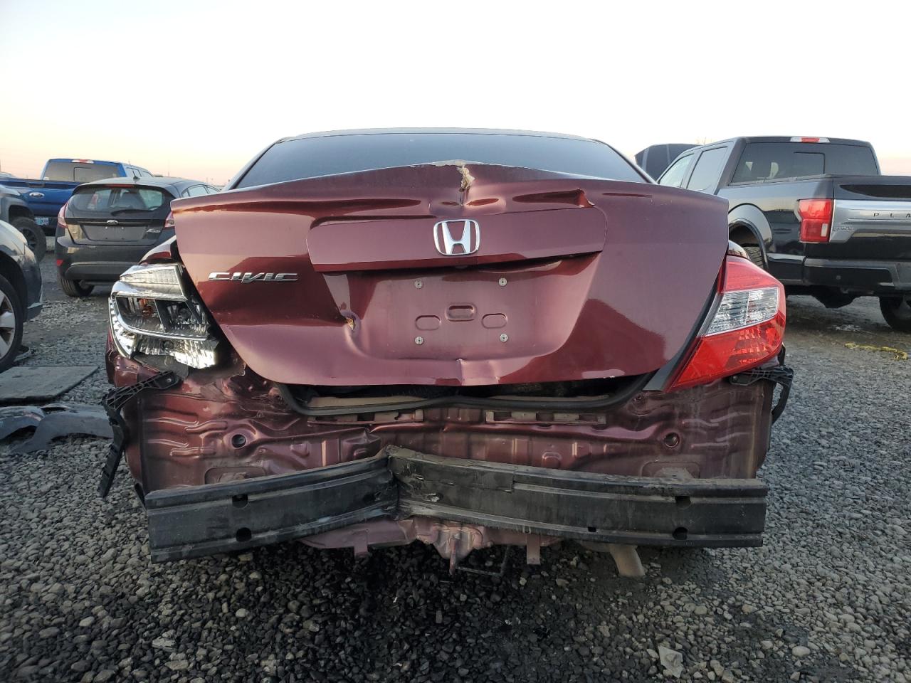 2012 Honda Civic VIN 19XFB2F59CE362357 Copart auction photo, rear end damage thumbnail 6