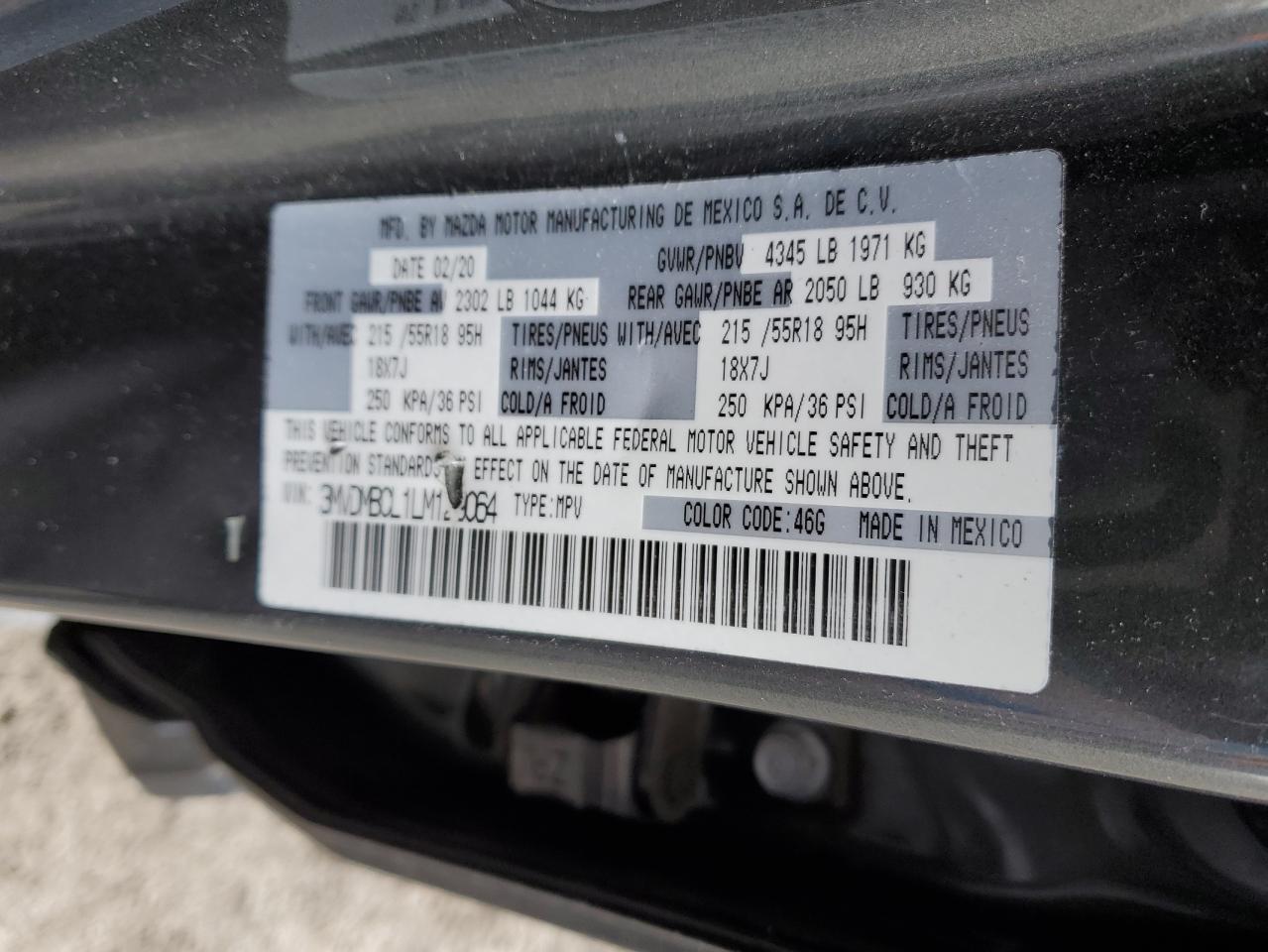 2020 Mazda CX-30 VIN 3MVDMBCL1LM129064 Copart auction photo, front end damage thumbnail 14