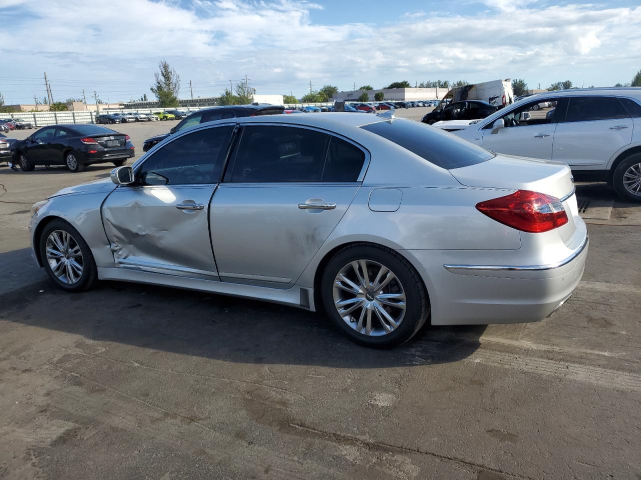 2013 Hyundai Genesis VIN KMHGC4DDXDU249961 Copart auction photo, side damage thumbnail 2