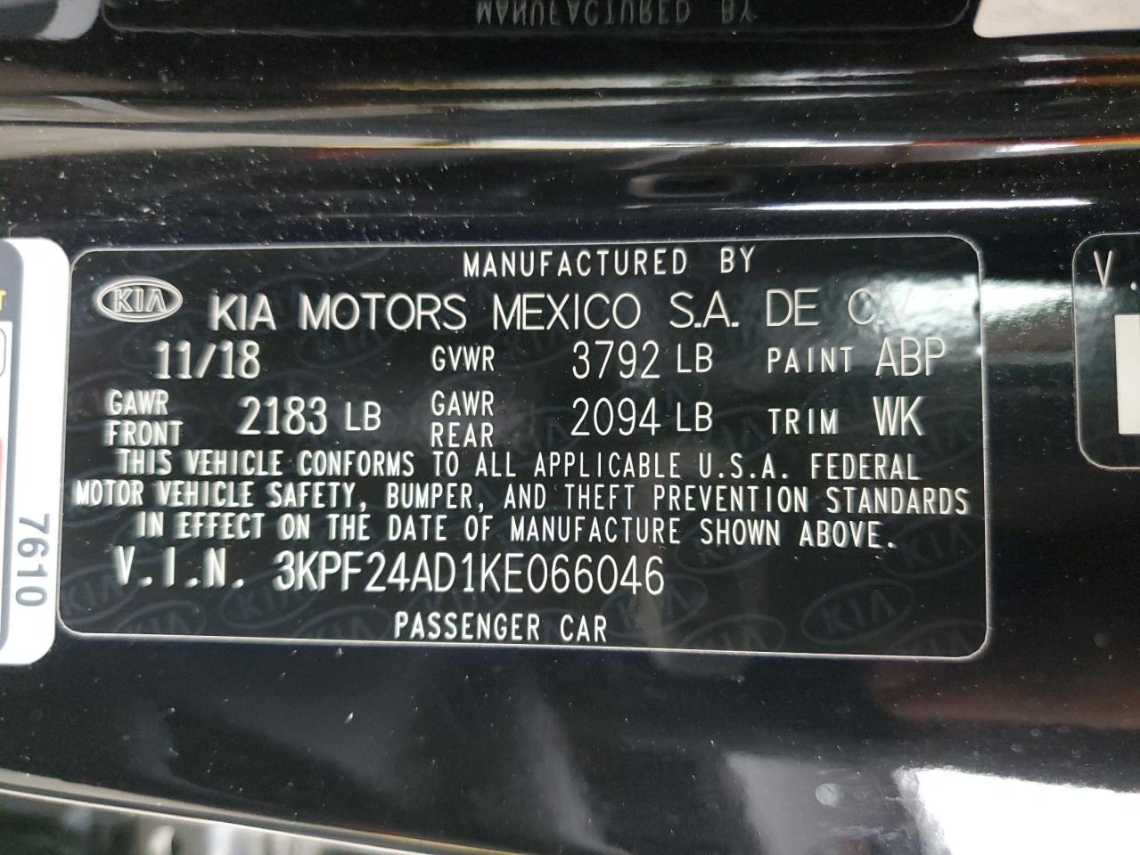 2019 KIA Forte VIN 3KPF24AD1KE066046 Copart auction photo, front end damage thumbnail 13