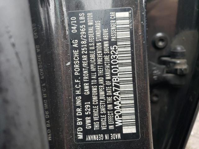 2011 Porsche Panamera VIN WP0AA2A77BL010325 Copart auction photo, front end / rear end damage thumbnail 12