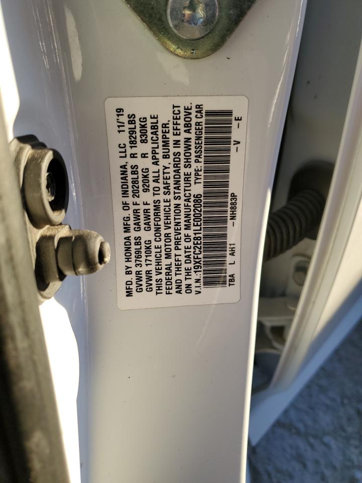 2020 Honda Civic VIN 19XFC2E81LE002086 Copart auction photo, front end damage thumbnail 15