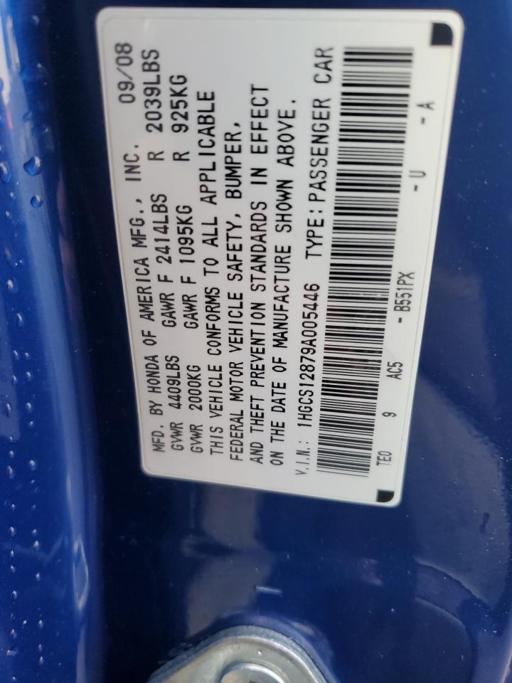 2009 Honda Accord VIN 1HGCS12879A005446 Copart auction photo, front end / rear end damage thumbnail 15