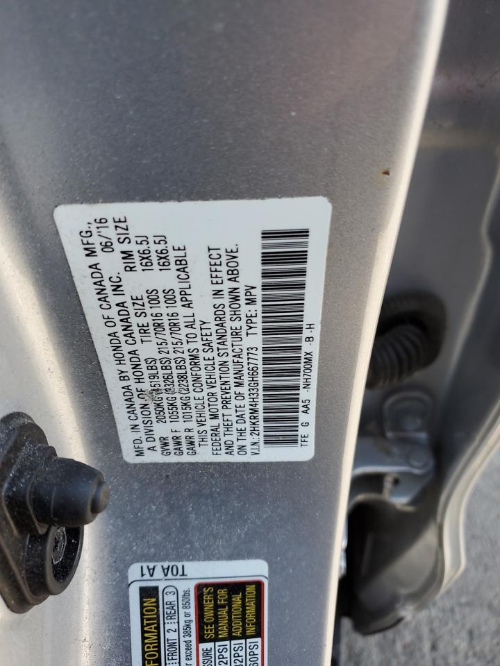 2016 Honda CR-V VIN 2HKRM4H33GH667773 Copart auction photo, front end damage thumbnail 14