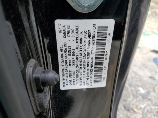 2017 Honda Civic VIN 2HGFC4B08HH306586 Copart auction photo, front end / rear end damage thumbnail 12