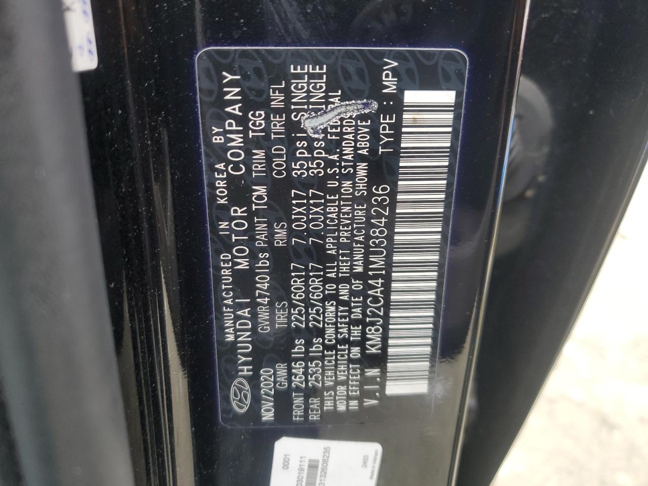 2021 Hyundai Tucson VIN KM8J2CA41MU384236 Copart auction photo, all over / undercarriage damage thumbnail 13