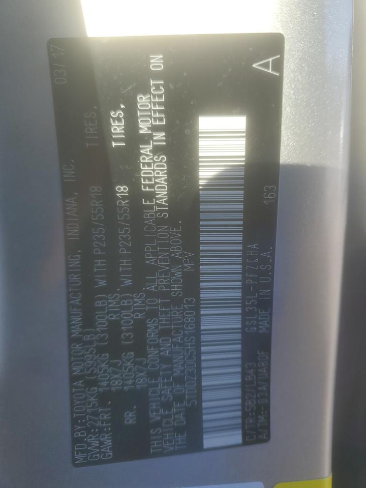 2017 Toyota Sienna VIN 5TDDZ3DC5HS168013 Copart auction photo, side damage thumbnail 13