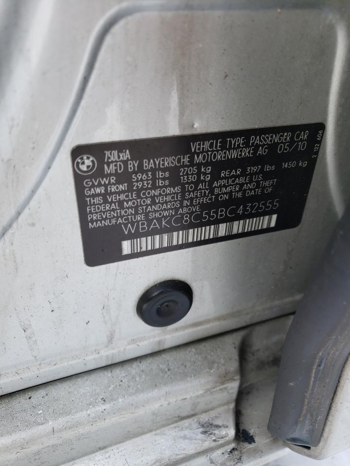 2011 BMW 7er VIN WBAKC8C55BC432555 Copart auction photo, frame damage / burn damage thumbnail 12
