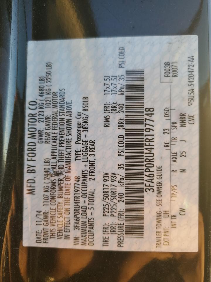 2015 Ford Fusion VIN 3FA6P0RU4FR197748 Copart auction photo, side damage thumbnail 12