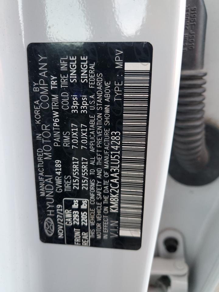 2020 Hyundai Kona VIN KM8K2CAA3LU514283 Copart auction photo, front end damage thumbnail 13