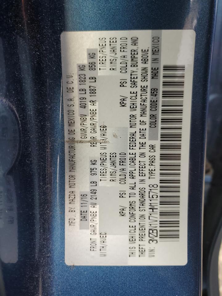 2017 Mazda 3 VIN 3MZBN1V71HM115718 Copart auction photo, front end damage thumbnail 12