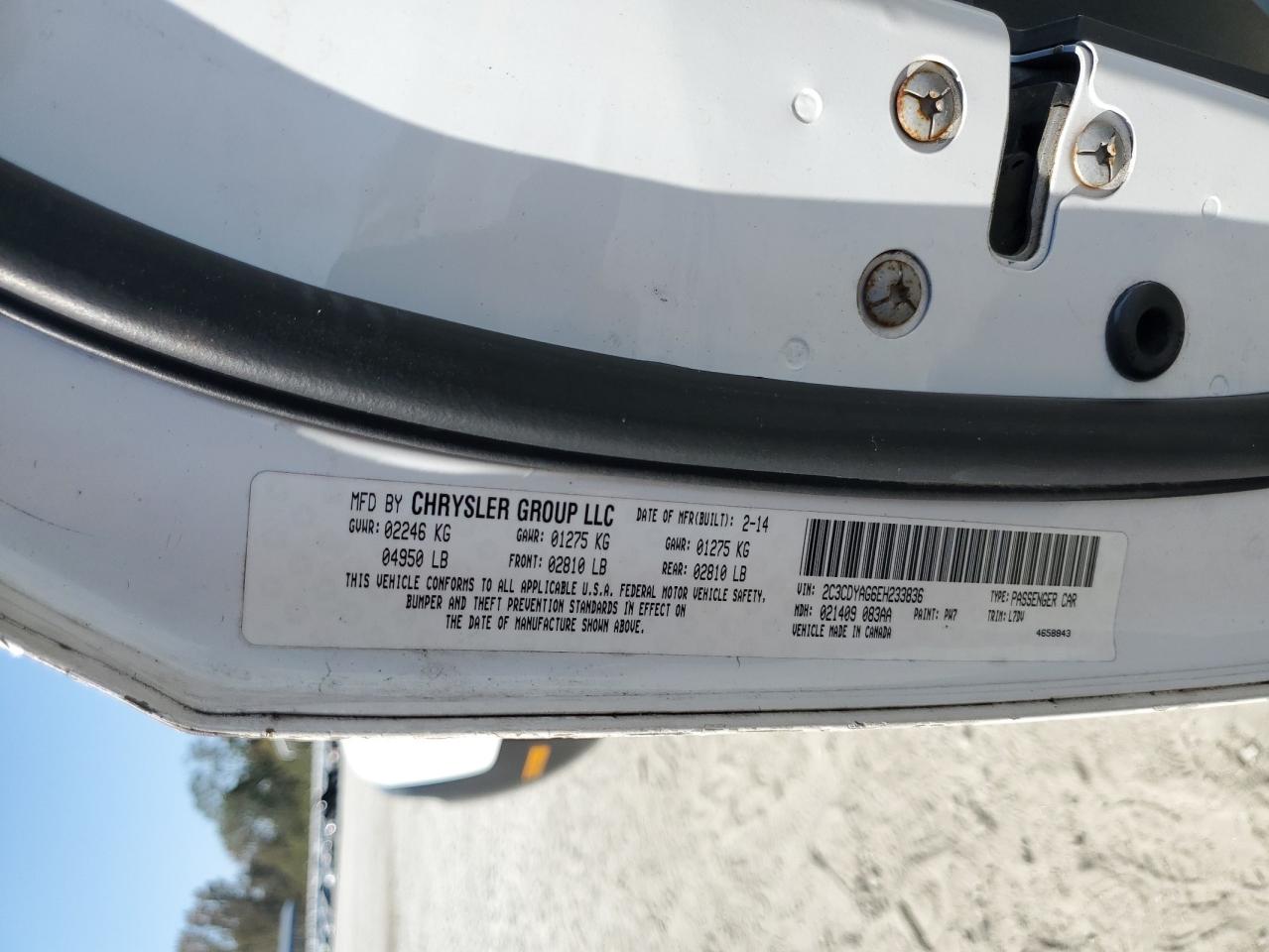 2014 Dodge Challenger VIN 2C3CDYAG6EH233836 Copart auction photo, minor dent/scratches damage thumbnail 14