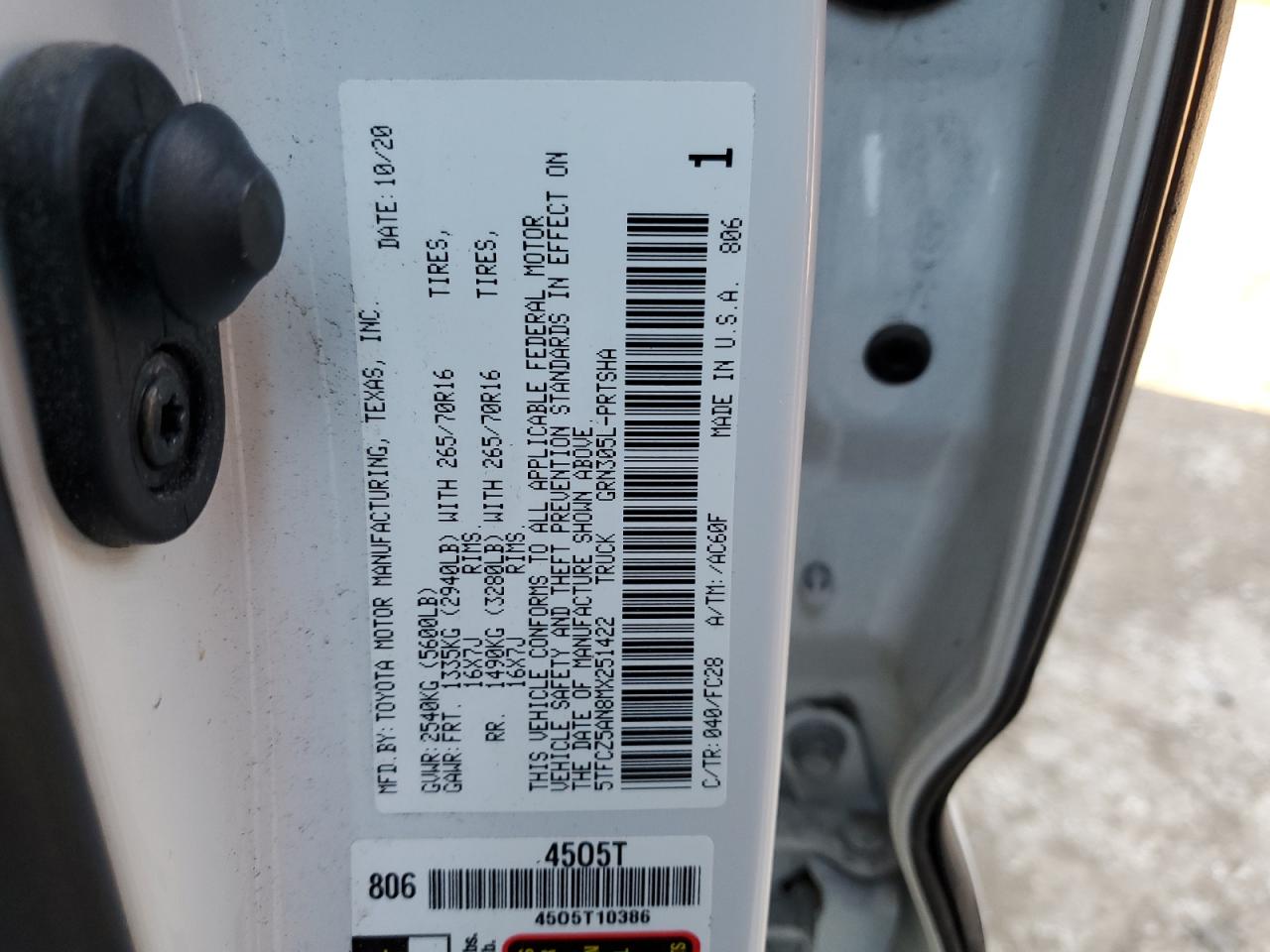 2021 Toyota Tacoma VIN 5TFCZ5AN8MX251422 Copart auction photo, front end damage thumbnail 14