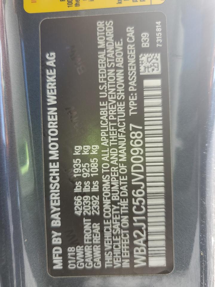 2018 BMW 2er VIN WBA2J1C56JVD09687 Copart auction photo, front end damage thumbnail 12