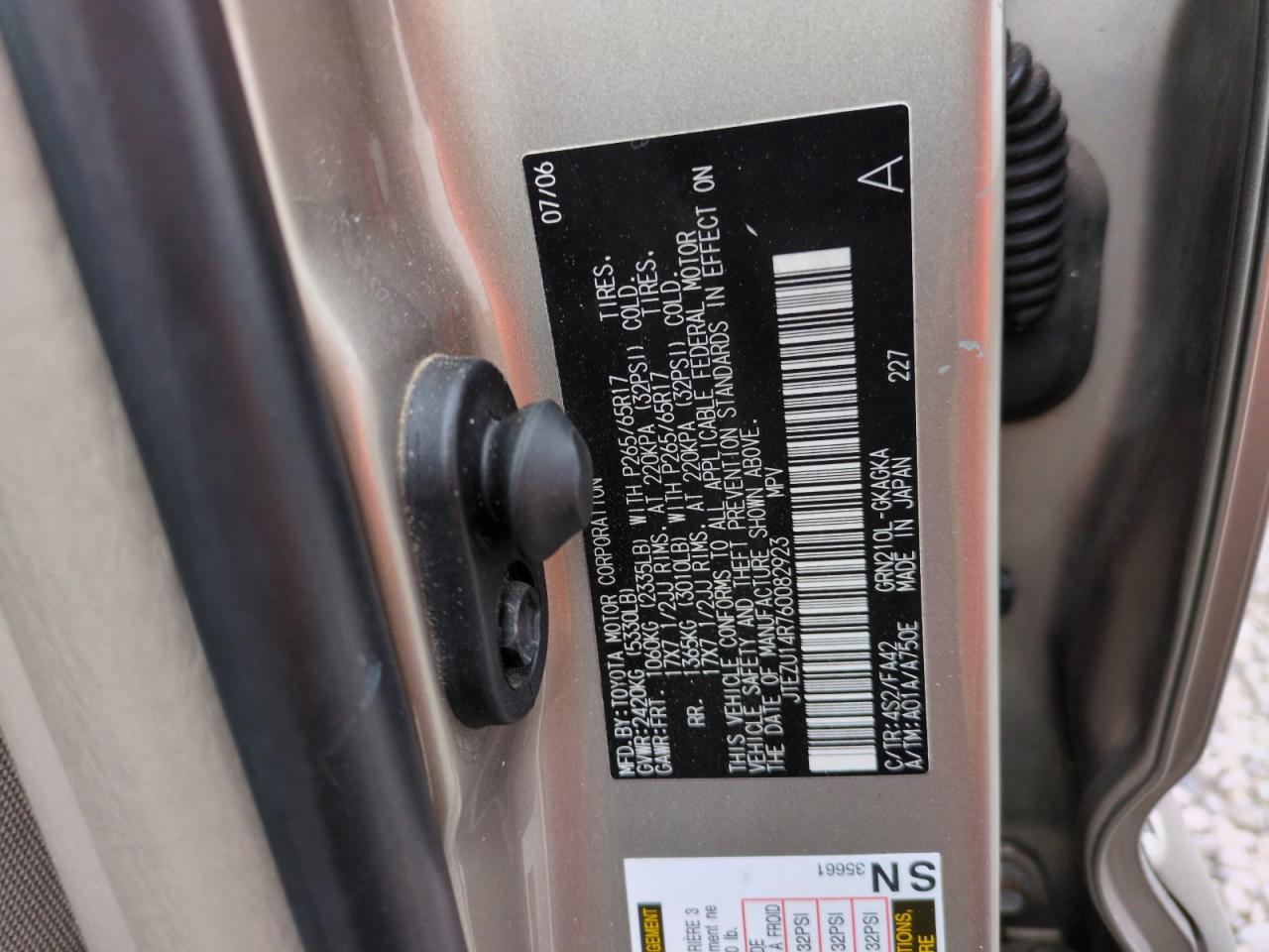 2006 Toyota 4Runner VIN JTEZU14R760082923 Copart auction photo, rear end / front end damage thumbnail 12