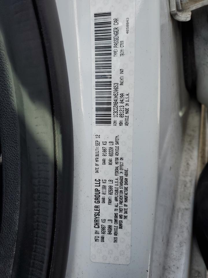 2013 Dodge Avenger VIN 1C3CDZAB4DN530653 Copart auction photo, front end / side damage thumbnail 12