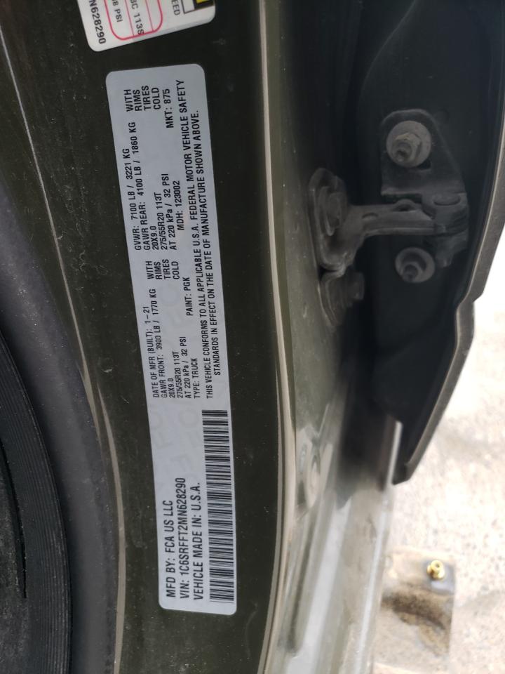 2021 RAM 1500 VIN 1C6SRFFT2MN628290 Copart auction photo, side damage thumbnail 14
