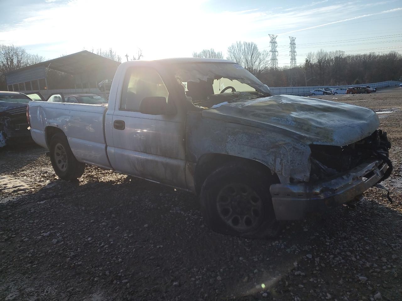 2006 Chevrolet Silverado VIN 3GCEC14X16G145899 Copart auction photo, burn damage thumbnail 4