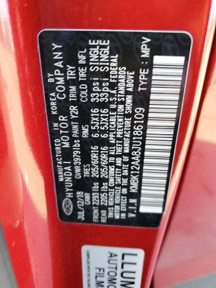 2018 Hyundai Kona VIN KM8K12AA8JU186109 Copart auction photo, front end damage thumbnail 16