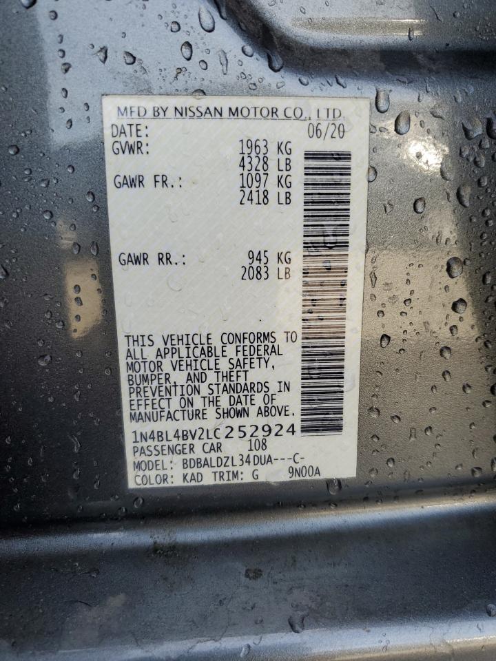 2020 Nissan Altima VIN 1N4BL4BV2LC252924 Copart auction photo, front end damage thumbnail 12