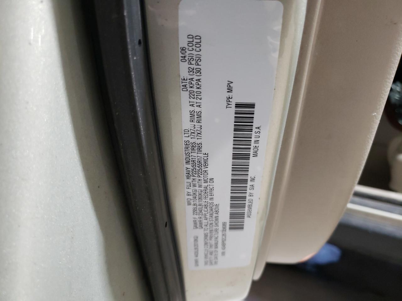 2006 Subaru Legacy VIN 4S4BP62C267356069 Copart auction photo, front end damage thumbnail 13