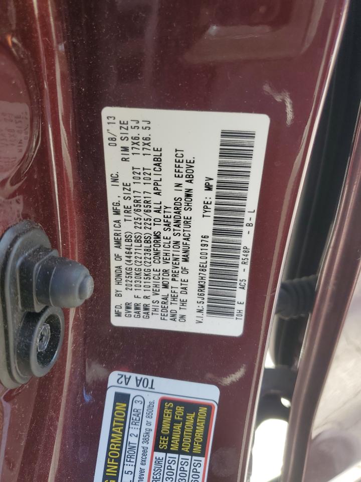 2014 Honda CR-V VIN 5J6RM3H78EL001976 Copart auction photo, rear end damage thumbnail 15